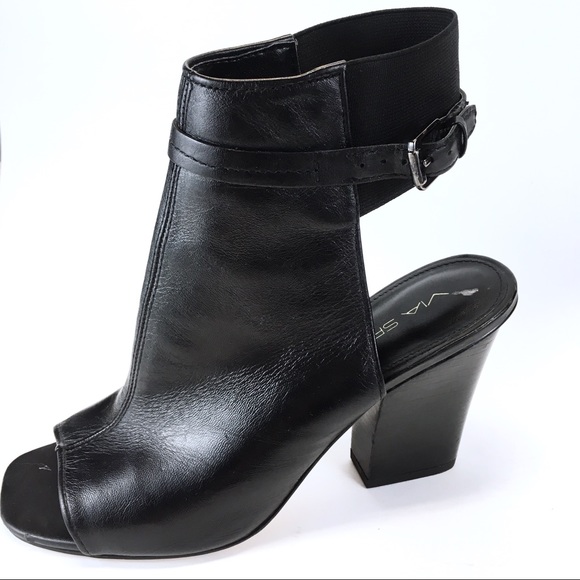 Via Spiga Shoes - VIA SPIGA ARGON Black Leather Peep Toe Booties